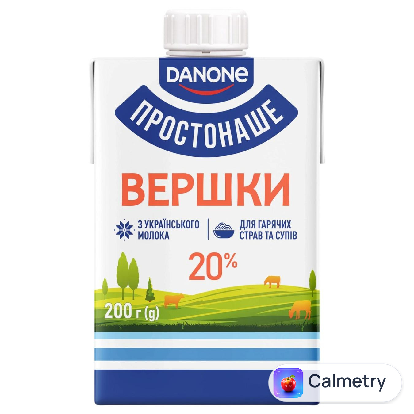 Вершки Простонаше рідкі стерилізовані 20% 200г — фото продукту