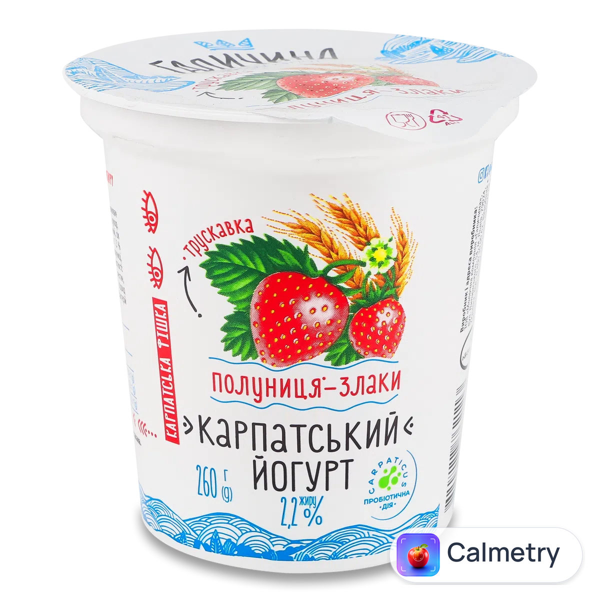 Йогурт «Галичина» полуниця-злаки 2,2% 260г