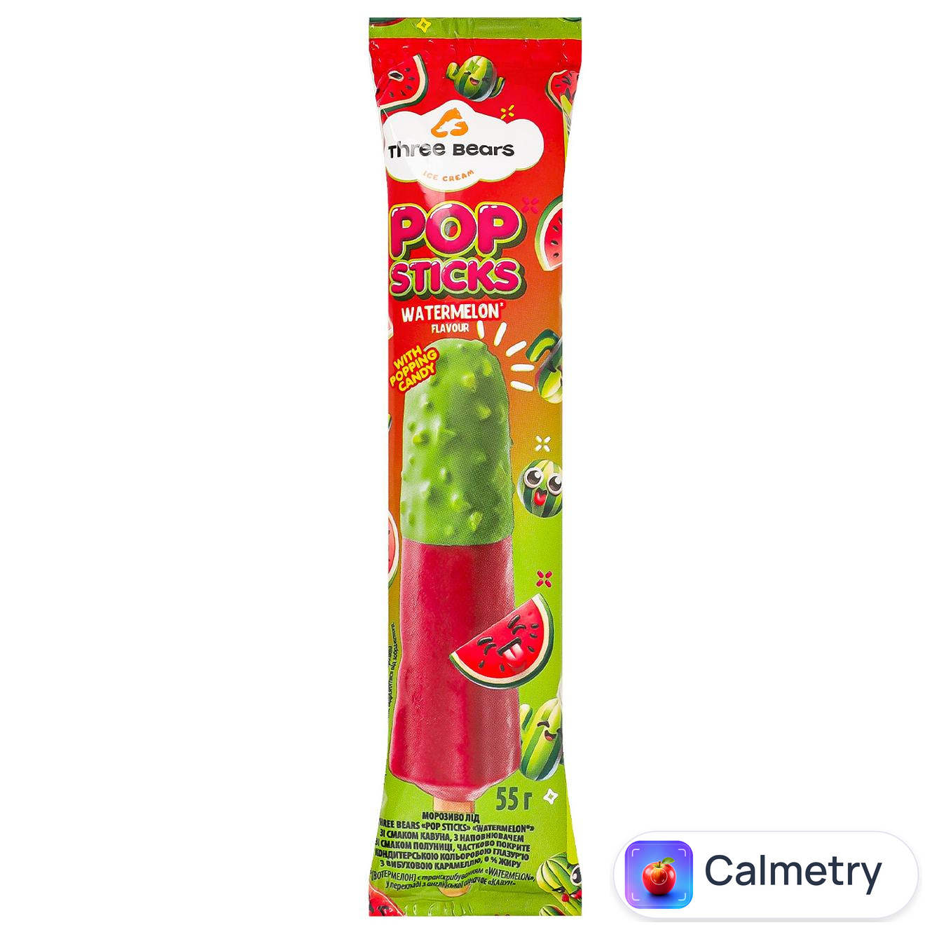 Морозиво Три Ведмеді Pop Sticks Кавун 55г — фото продукту